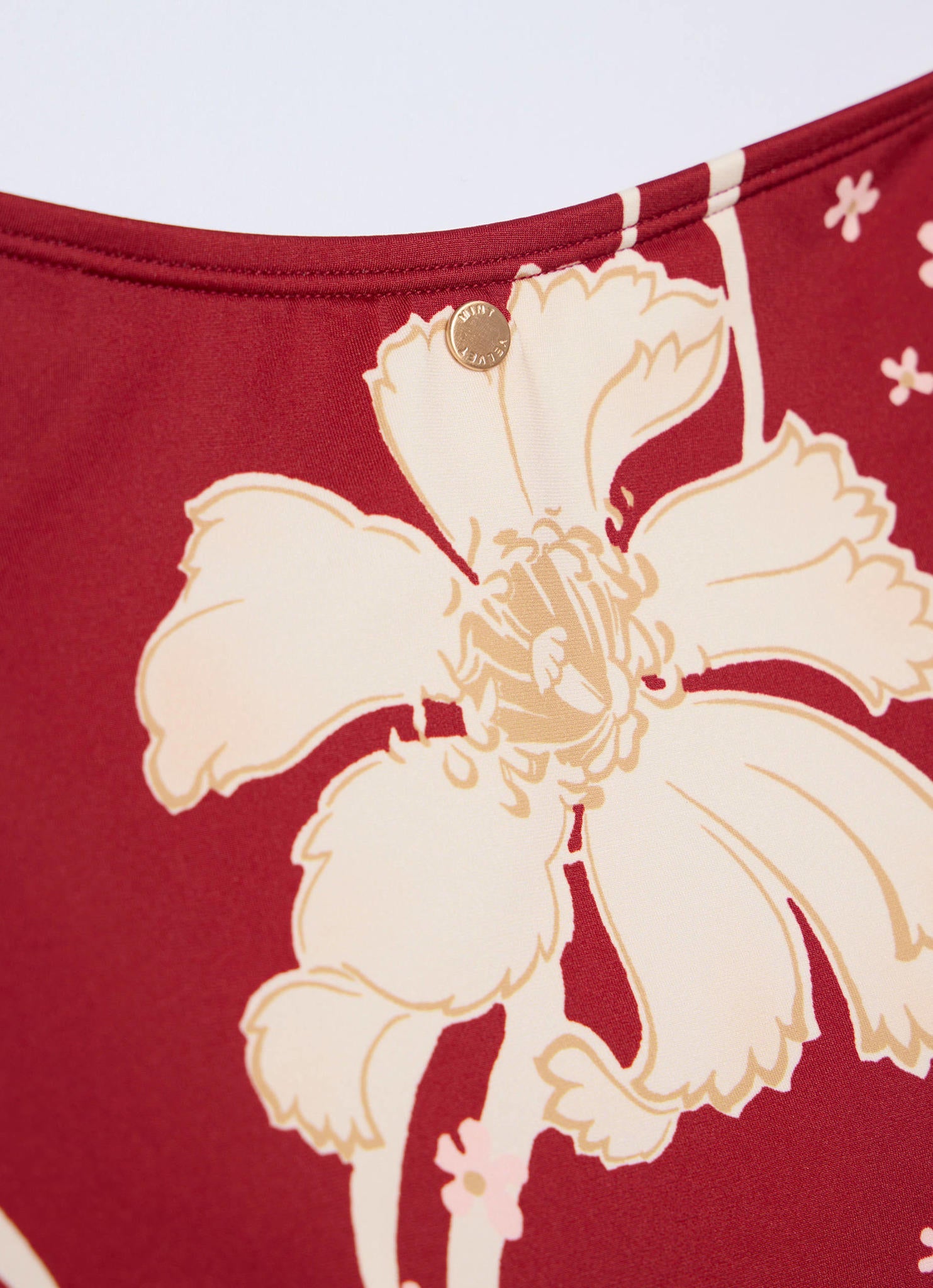 Red Floral Print Halter Swimsuit