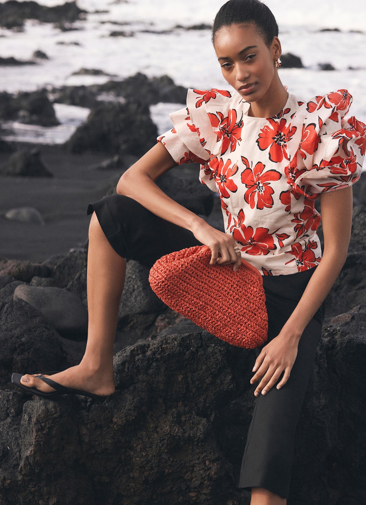 Red Floral Print Top