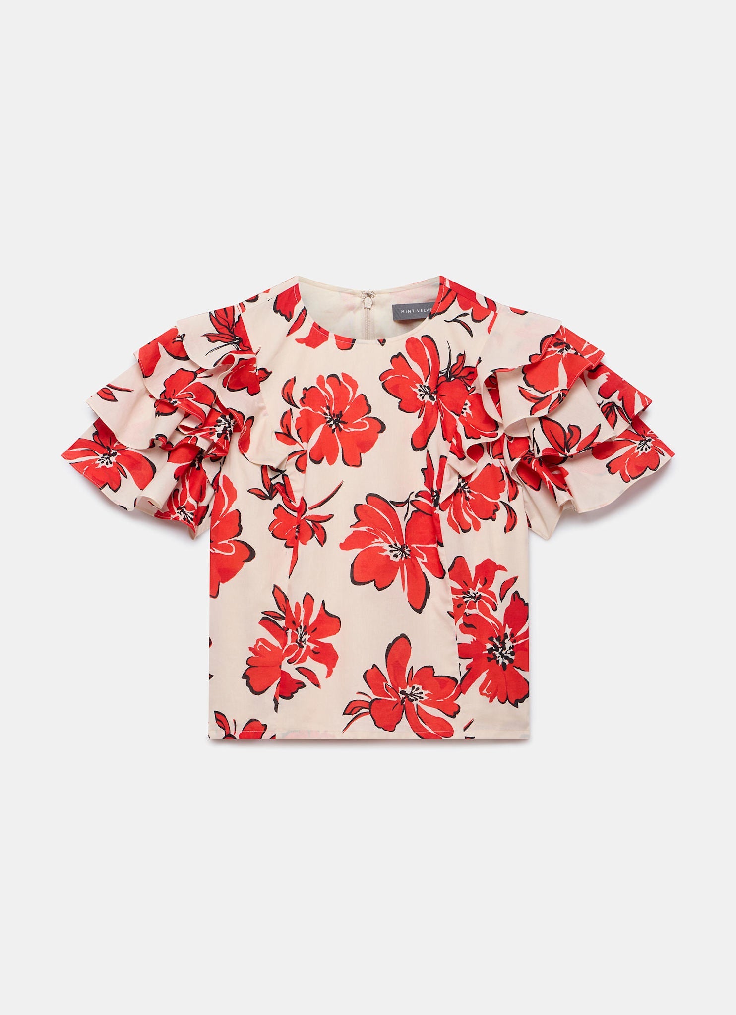 Red Floral Print Top