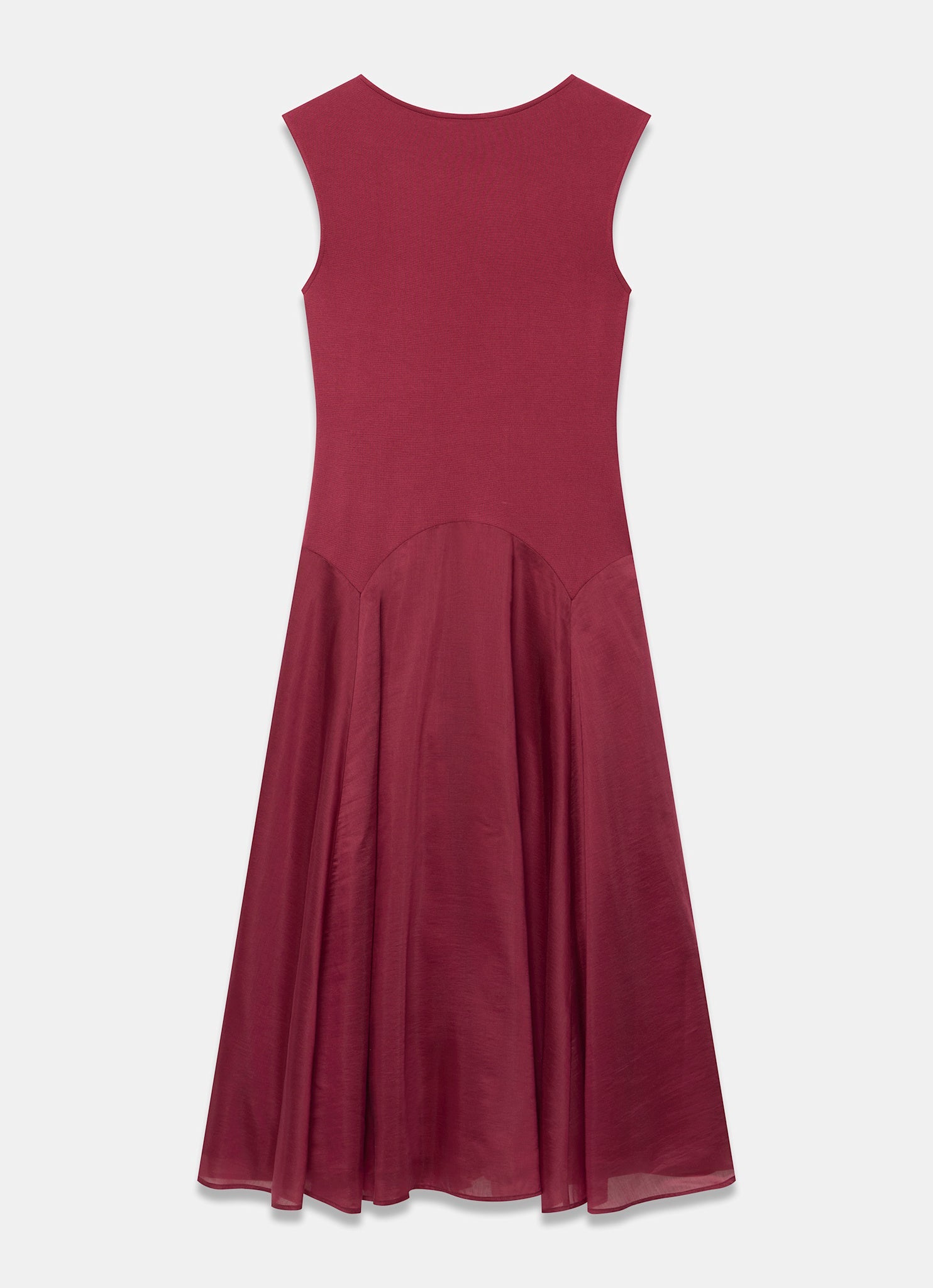 Burgundy Sleeveless Drop Waist Midi Dress