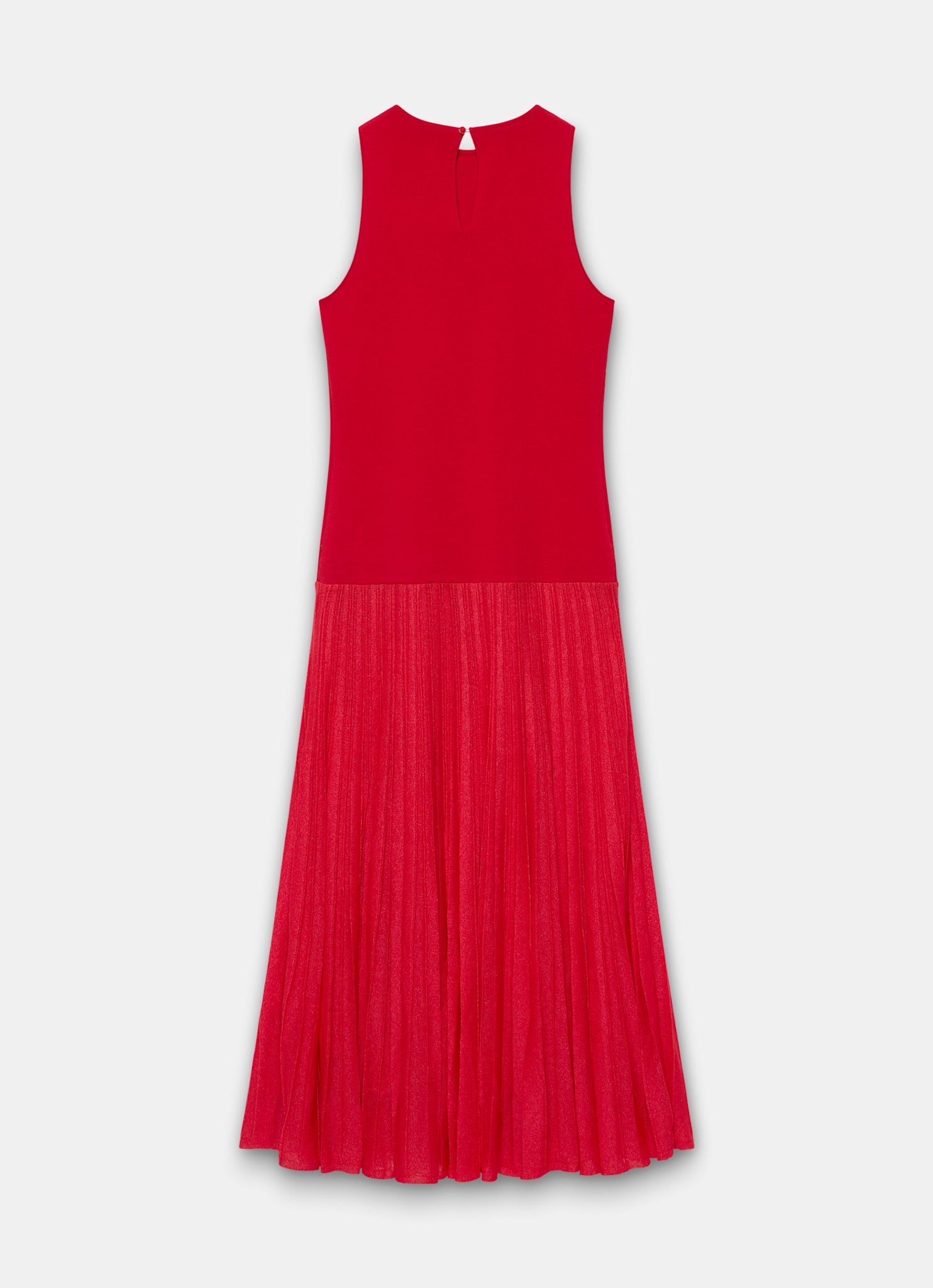 Red Knit Pleated Maxi Dress