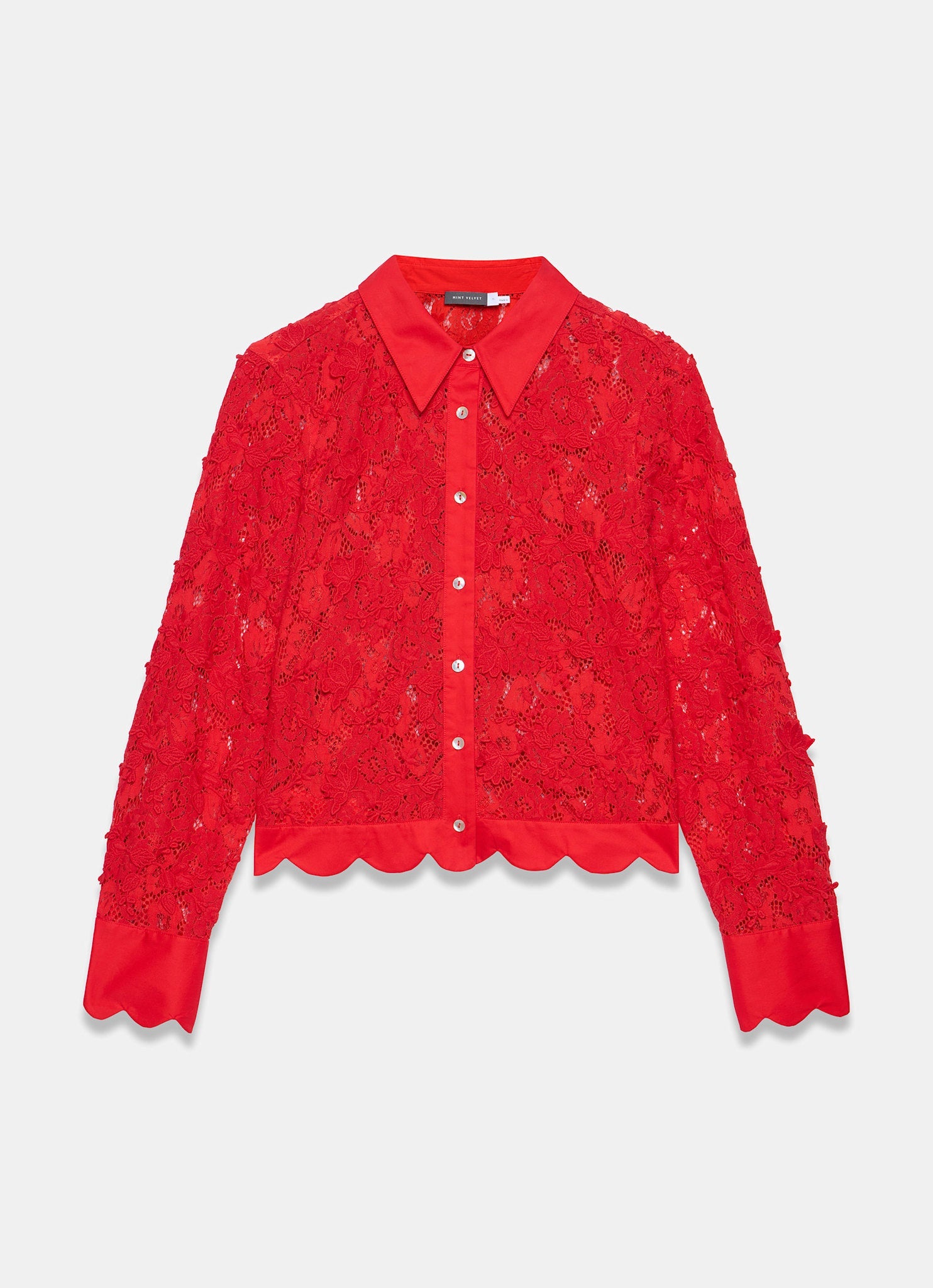 Red Lace Cropped Shirt