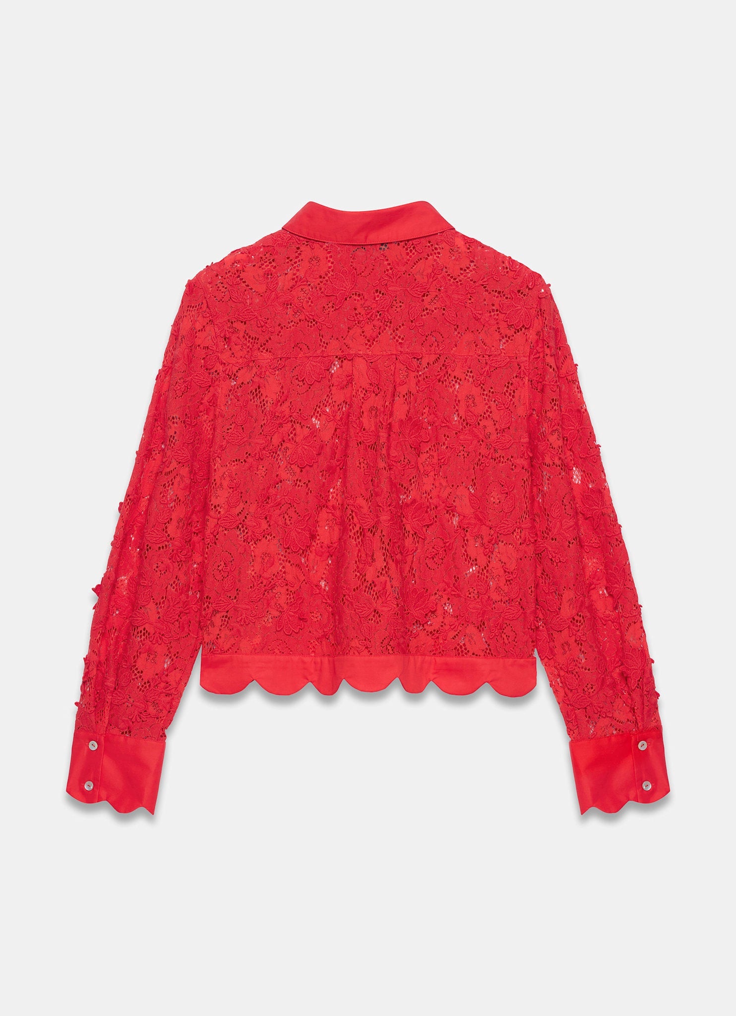 Red Lace Cropped Shirt