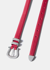 Red Leather Slim Belt