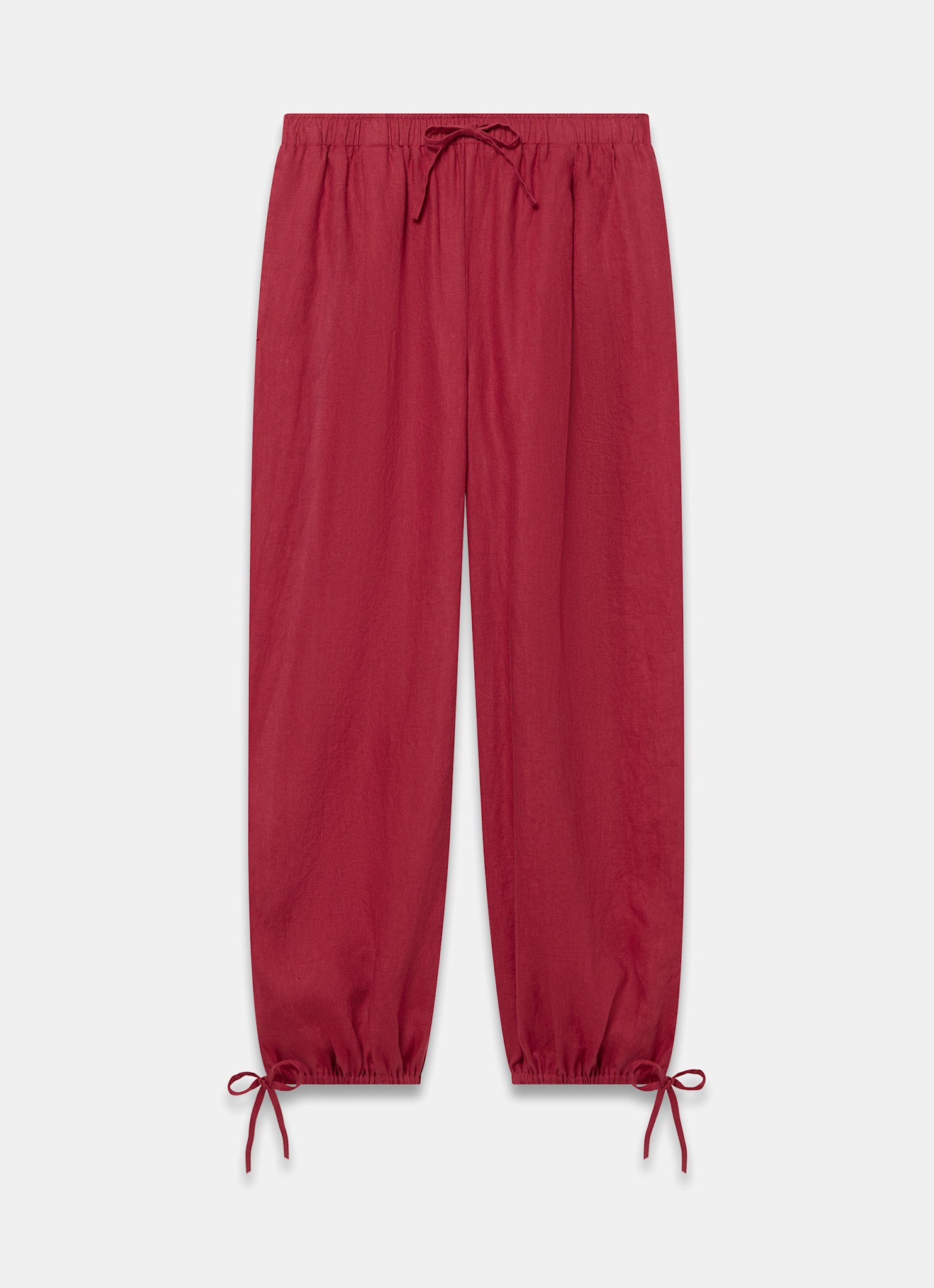 Red Linen Balloon Trousers