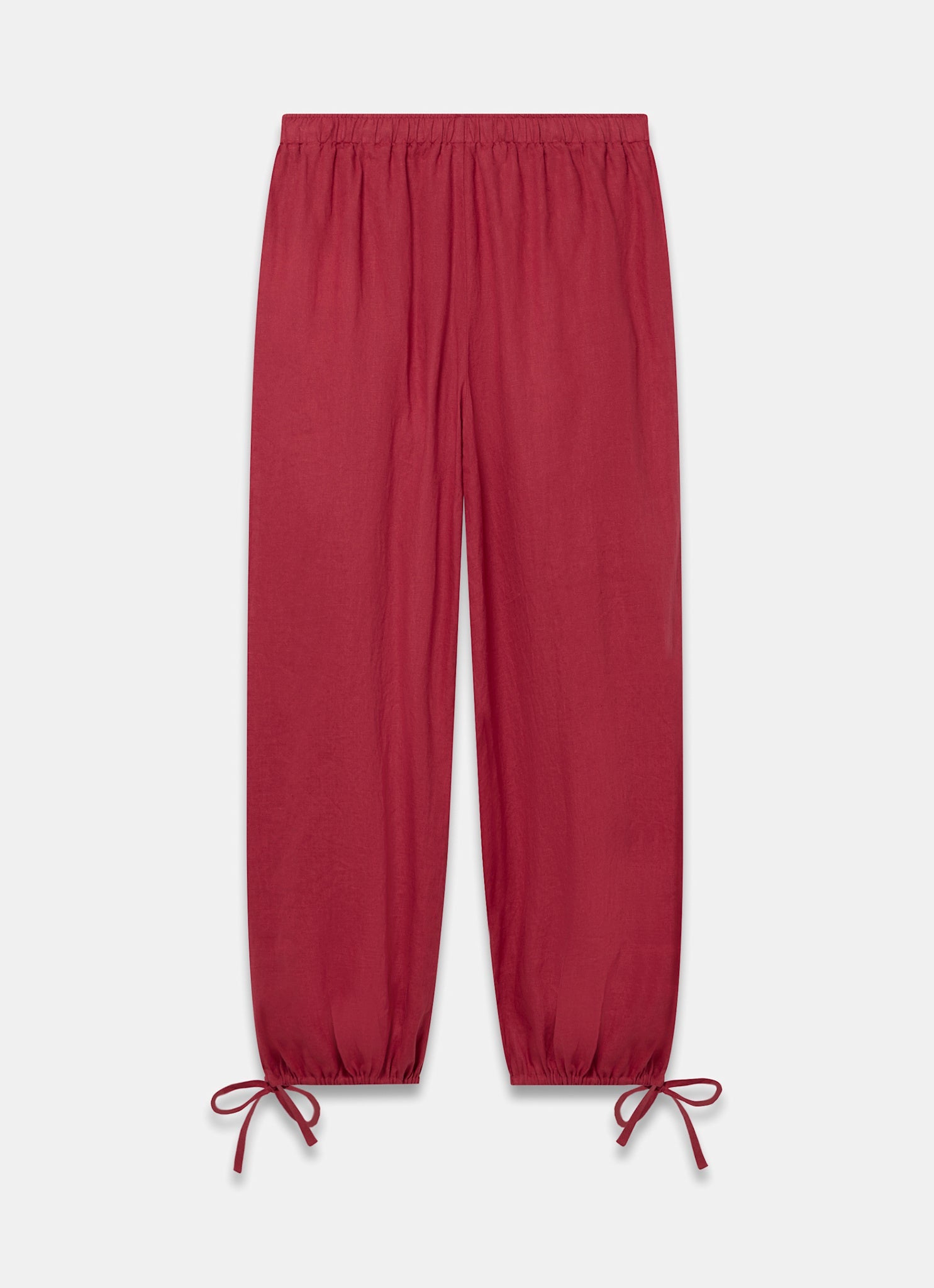 Red Linen Balloon Trousers