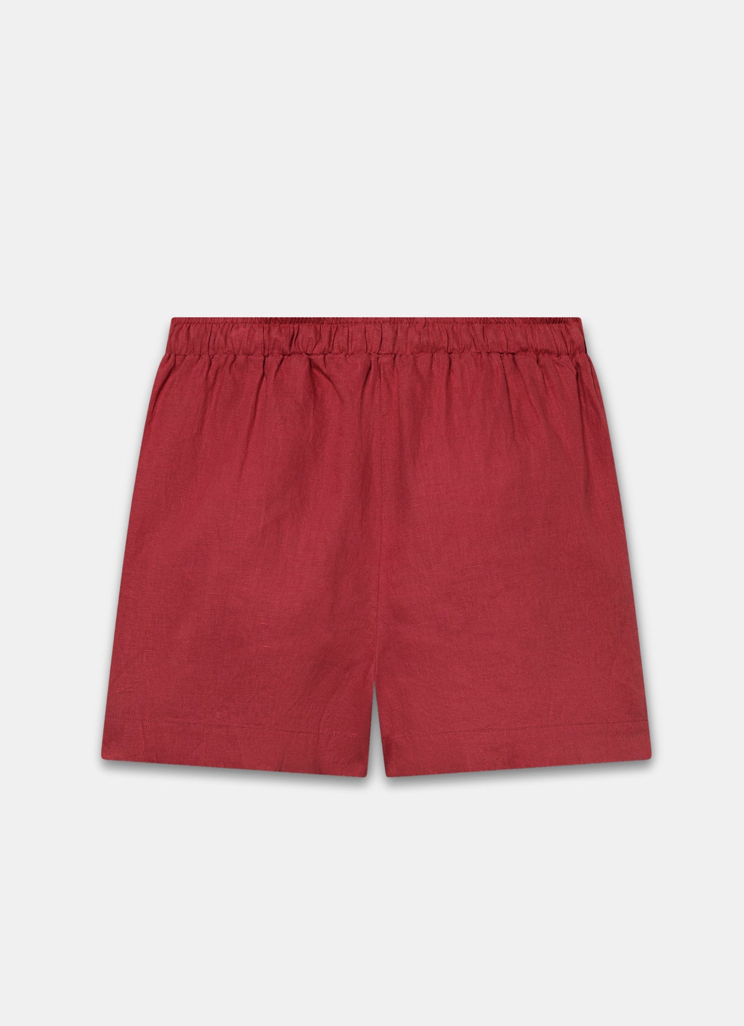 Red Linen Drawstring Shorts