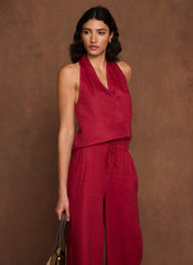 Red Linen Halter Top