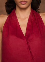 Red Linen Halter Top