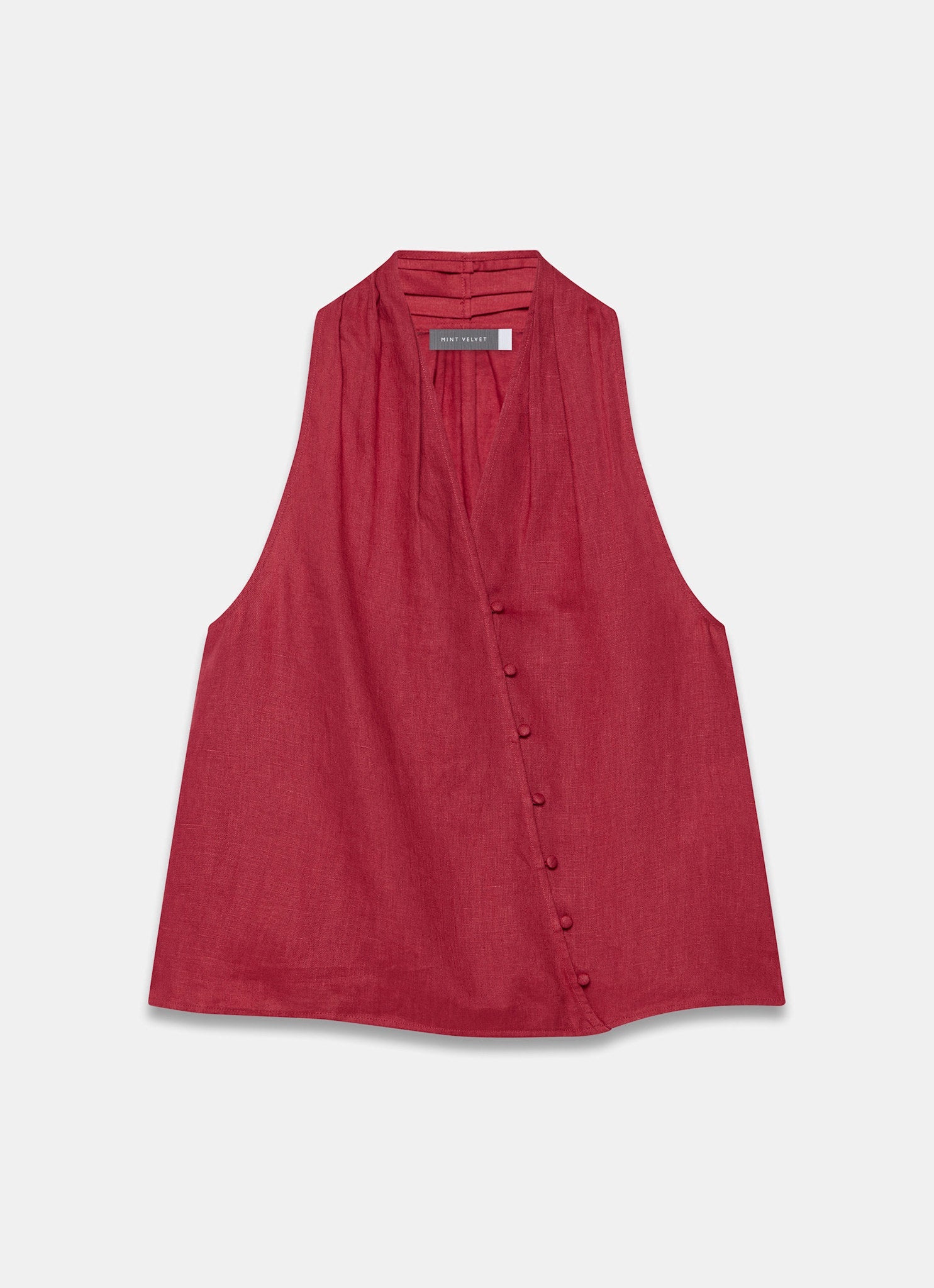 Red Linen Halter Top