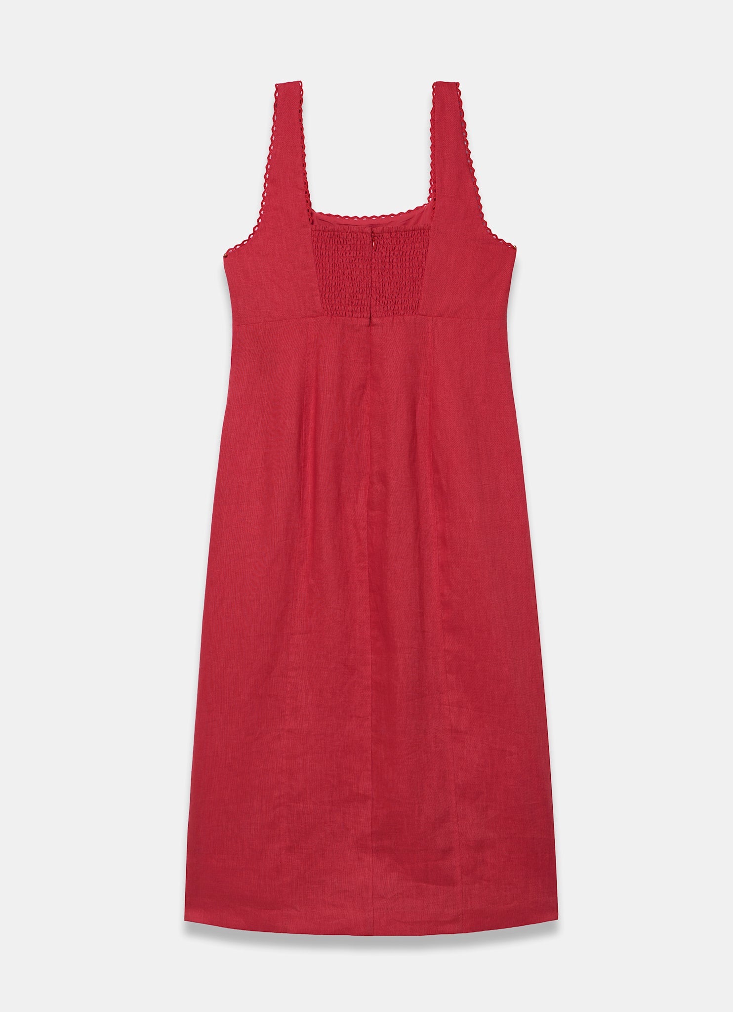 Red Linen Midi Dress
