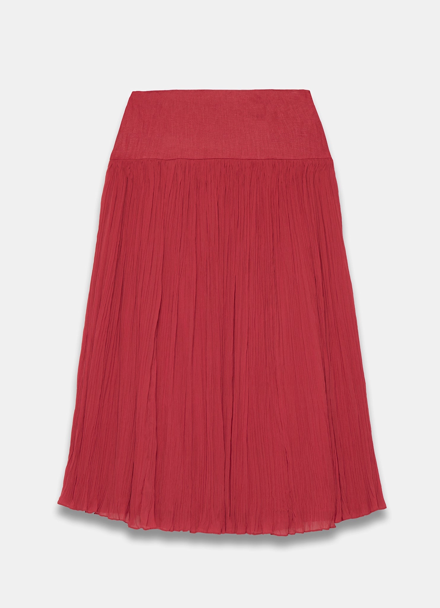 Red Drop Waist Crinkle Midi Skirt
