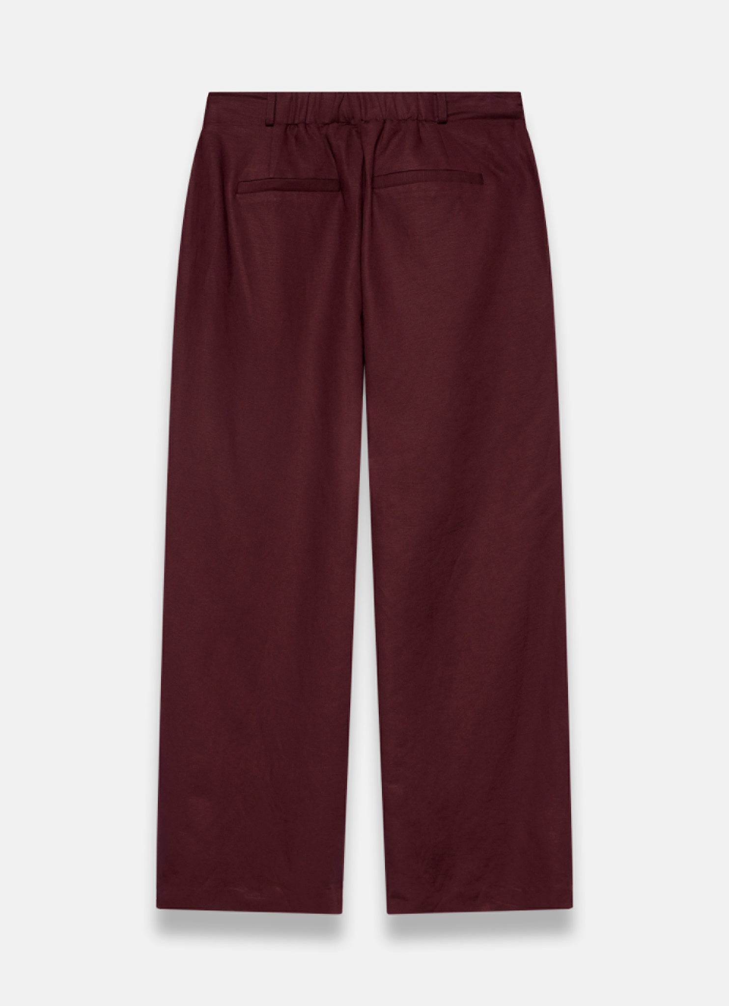 Burgundy Linen Blend Wide Leg Trousers