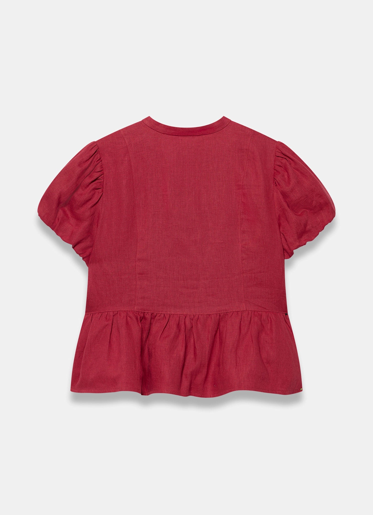 Red Linen Peplum Top