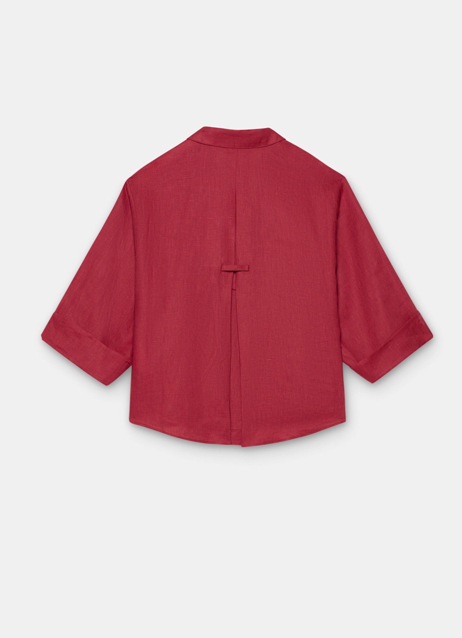 Red Linen Short Sleeve Resort Shirt