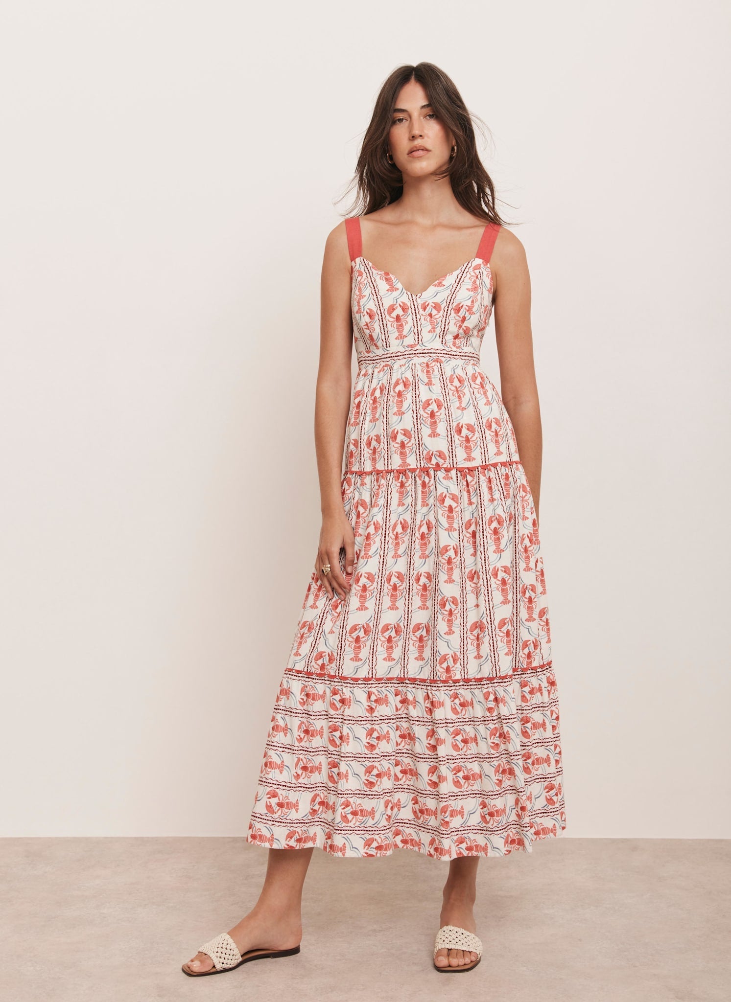 Red Lobster Print Maxi Dress