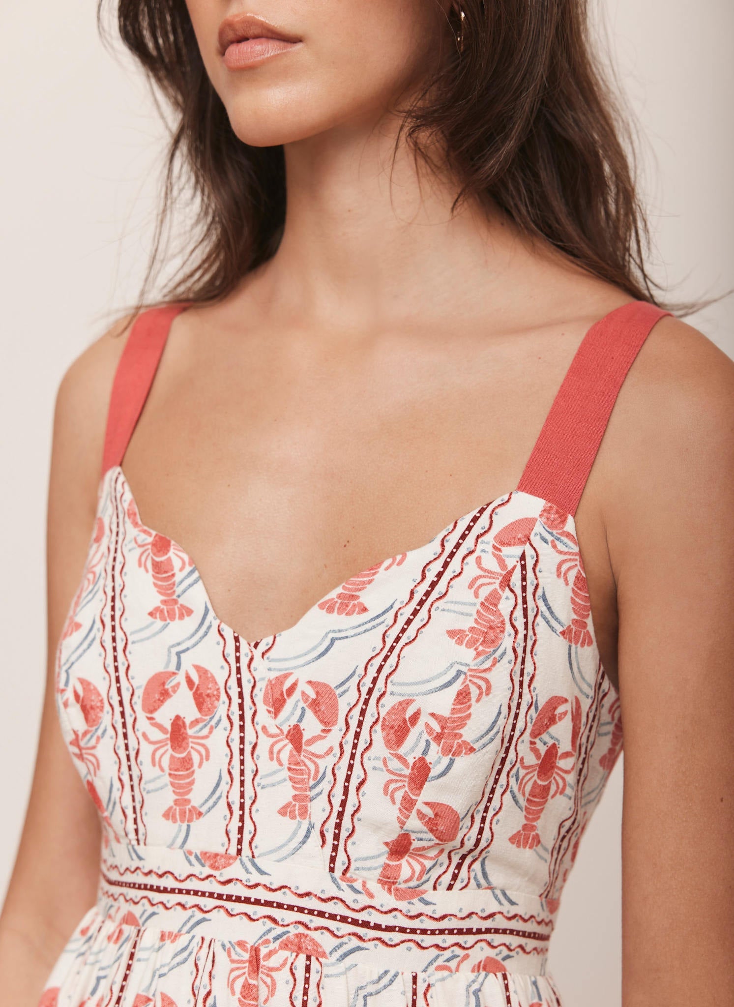 Red Lobster Print Maxi Dress