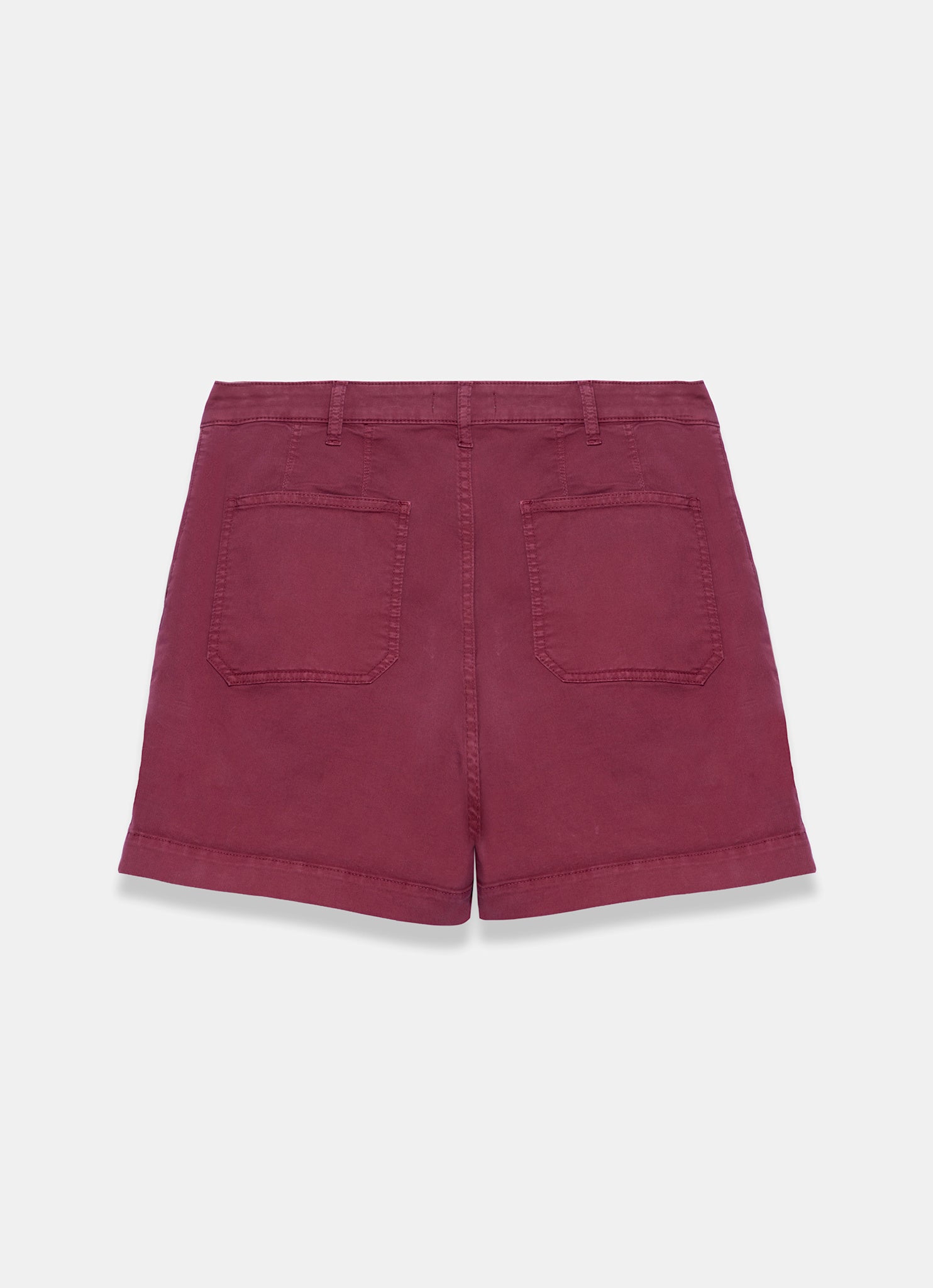Red Cotton Blend Pleated Chino Shorts