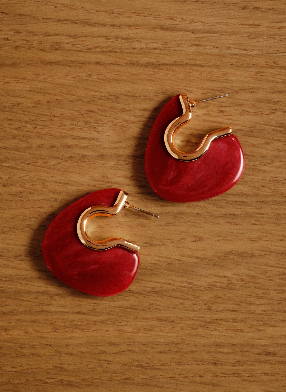 Red Resin Statement Earrings