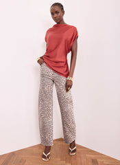 Red Satin Ruched Asymmetric Top