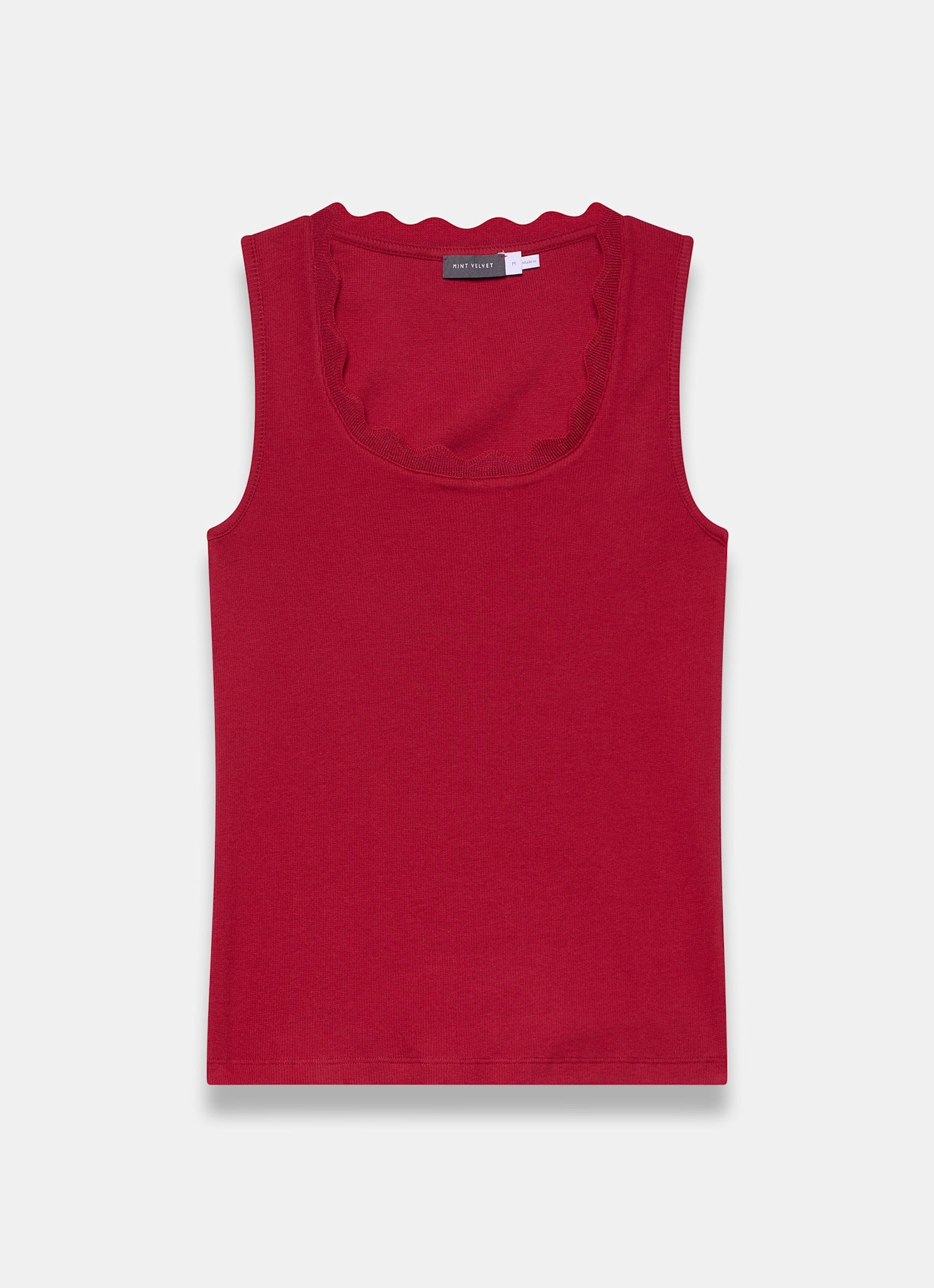 Red Scallop Trim Vest Top