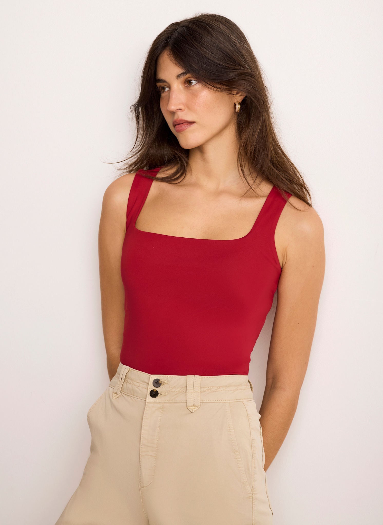 Red Scoop Neck Layering Vest Top