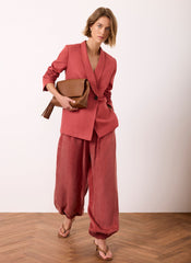 Red Linen Tailored Blazer