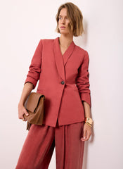 Red Linen Tailored Blazer