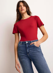 Red Short Sleeve Layering Top