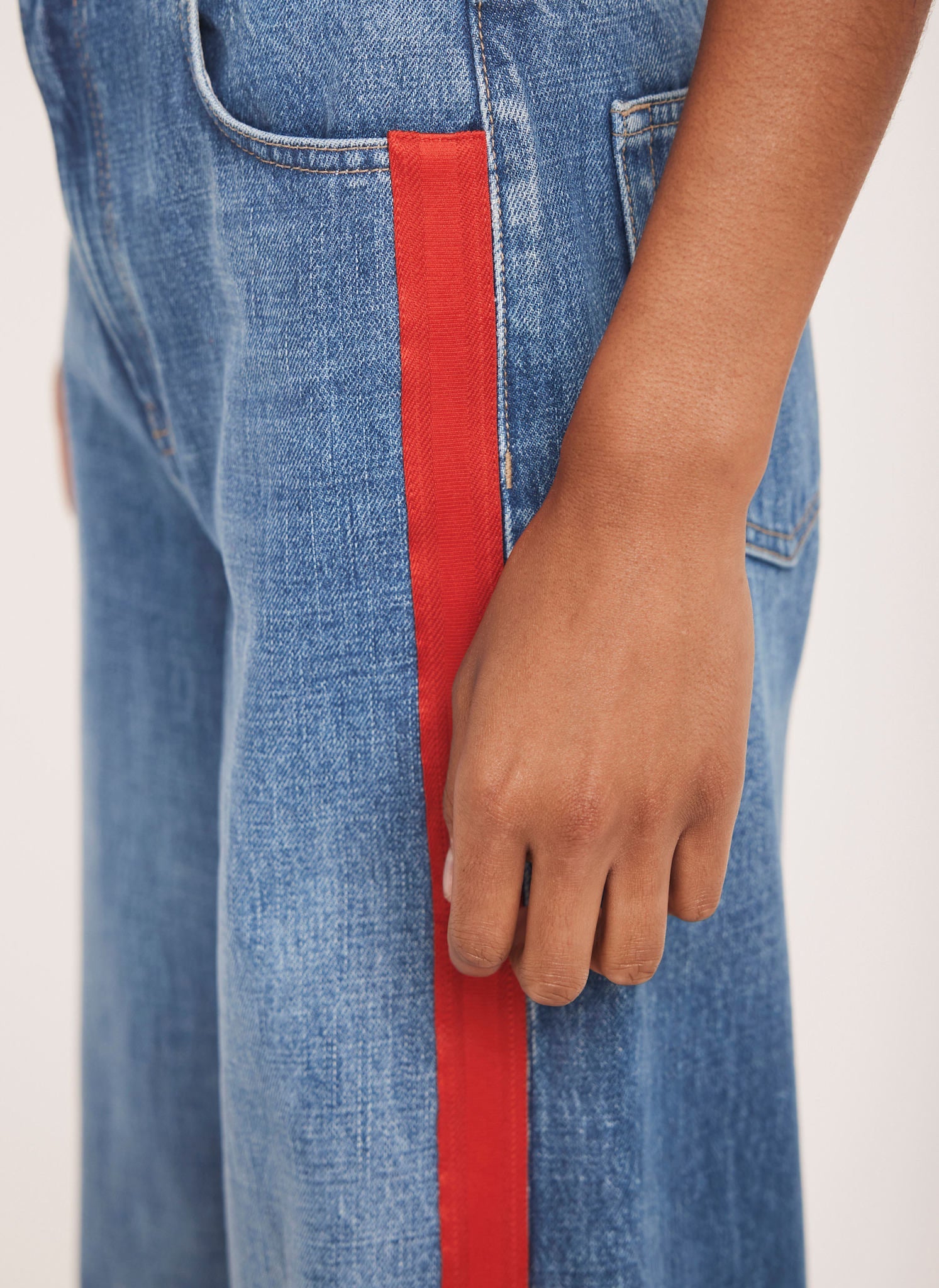 Indigo Side Stripe Wide Jeans