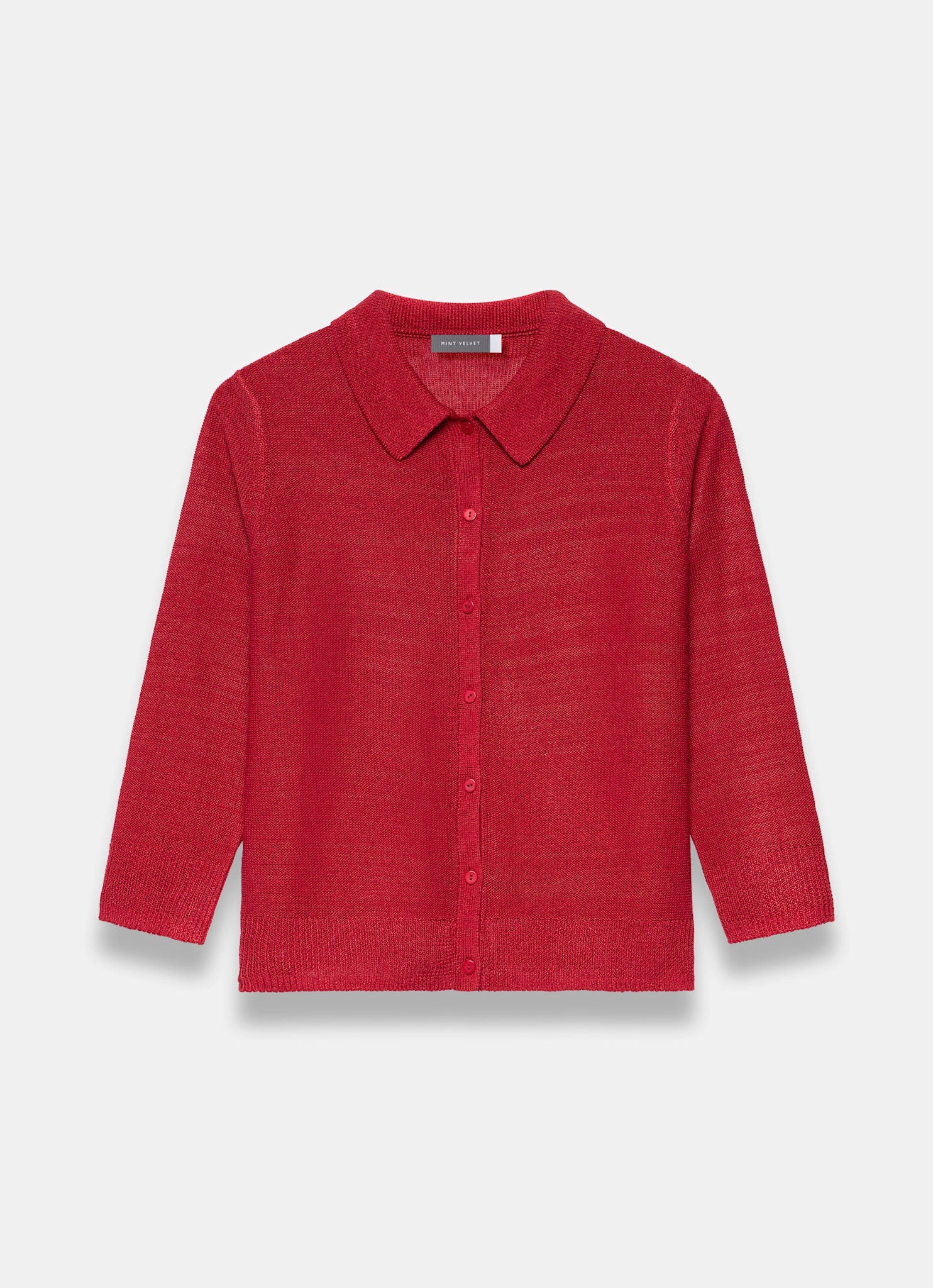 Red Metallic Knit Top