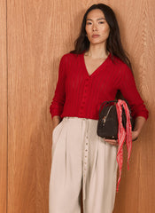 Red Open Knit Top