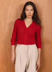 Red Open Knit Top