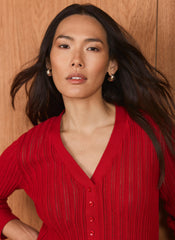 Red Open Knit Top