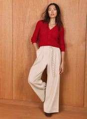 Red Open Knit Top
