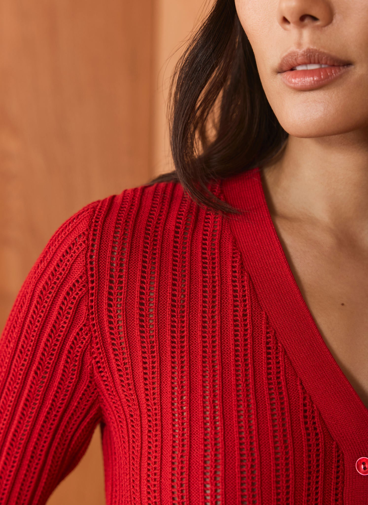 Red Open Knit Top