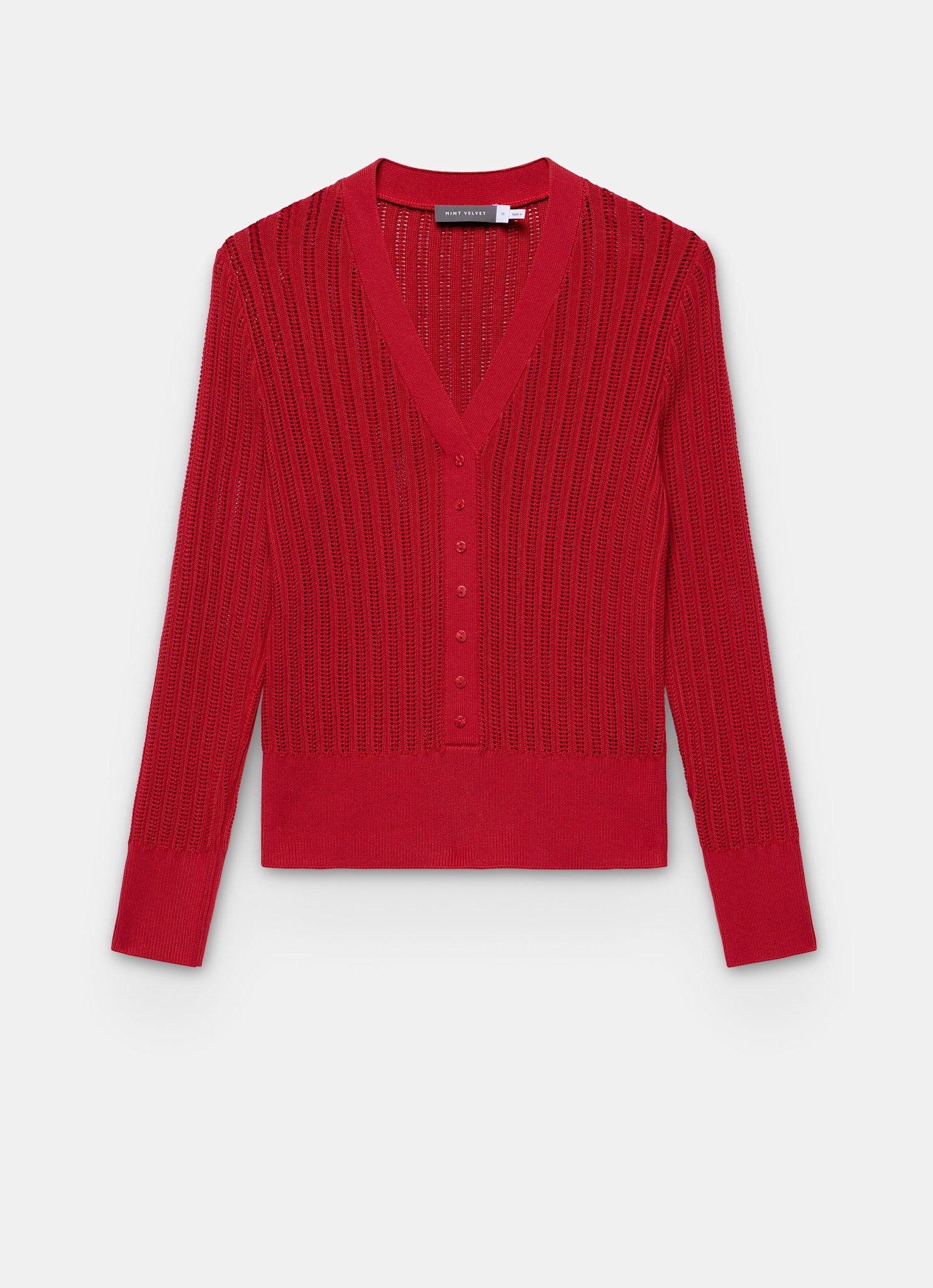 Red Open Knit Top