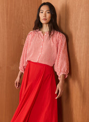 Red Striped Batwing Blouse