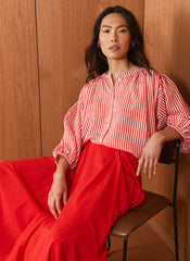 Red Striped Batwing Blouse