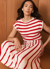 Red Striped Knit Midi Dress