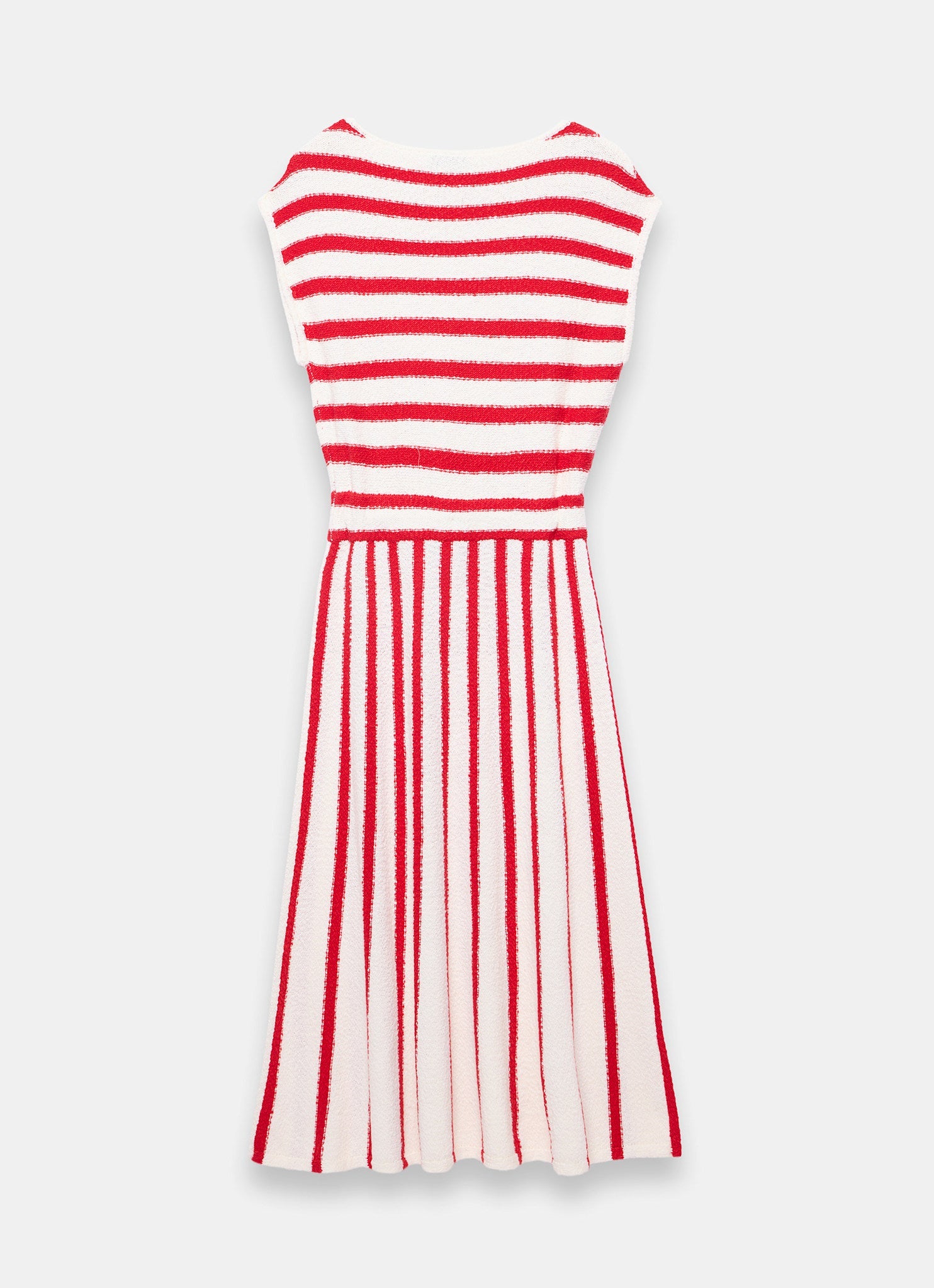 Red Striped Knit Midi Dress