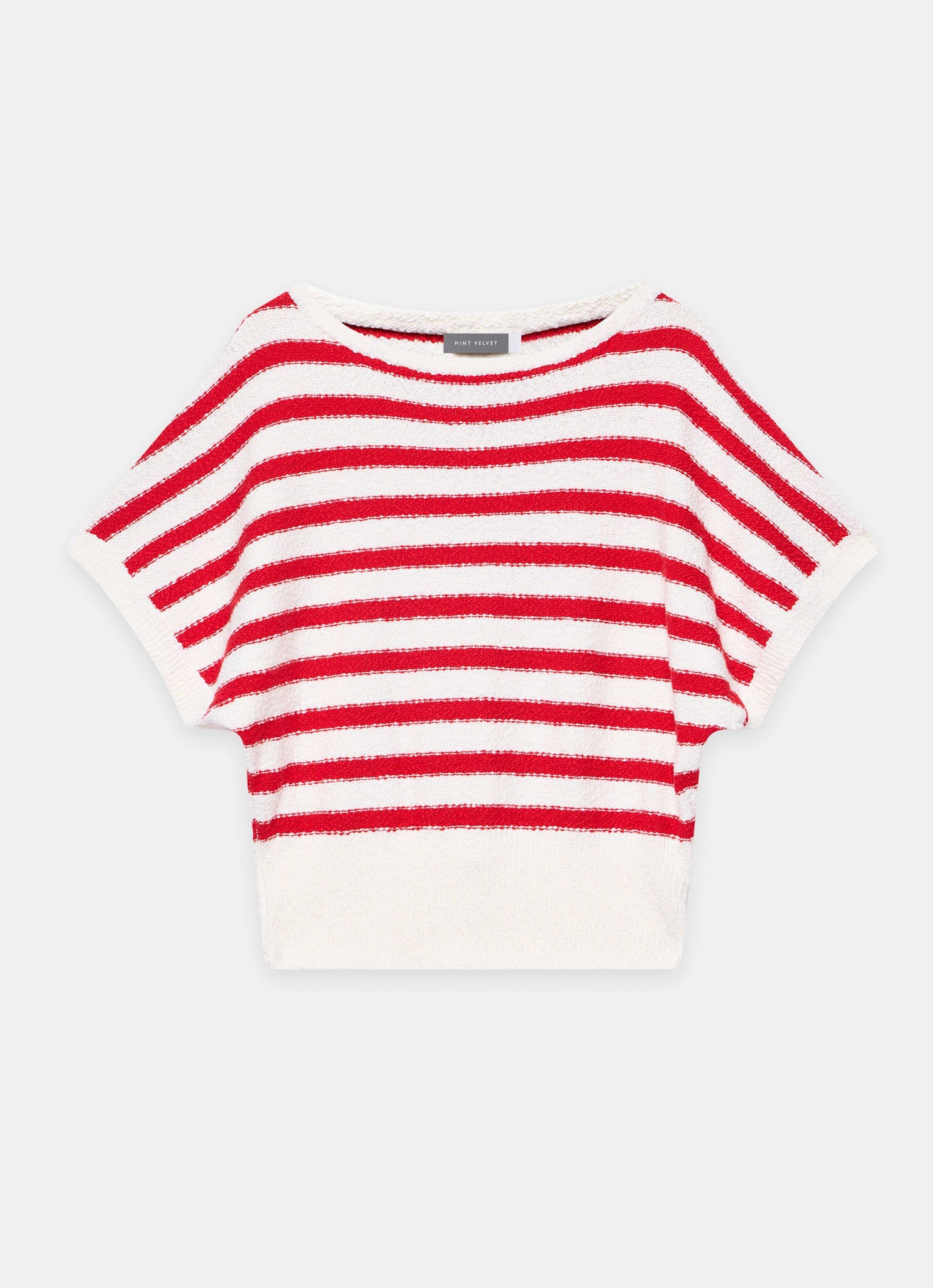 Red Striped Textured Knit Top