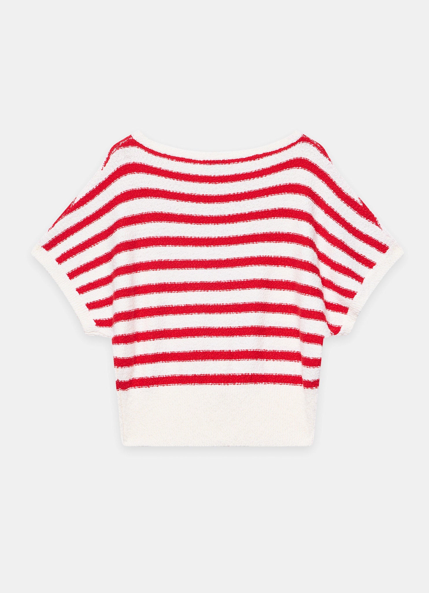 Red Striped Textured Knit Top