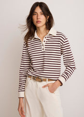 Burgundy Stripe Polo Shirt Top