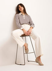Burgundy Stripe Polo Shirt Top