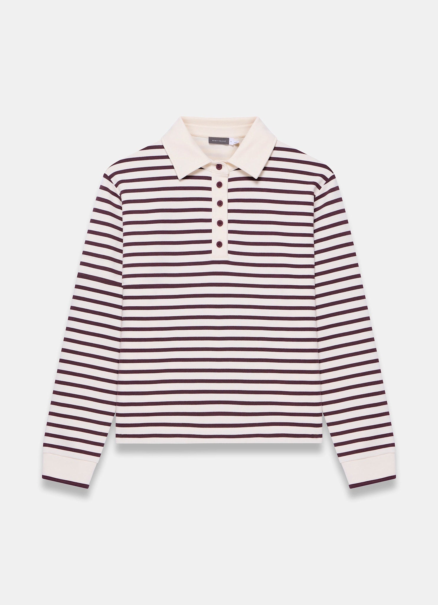 Burgundy Stripe Polo Shirt Top