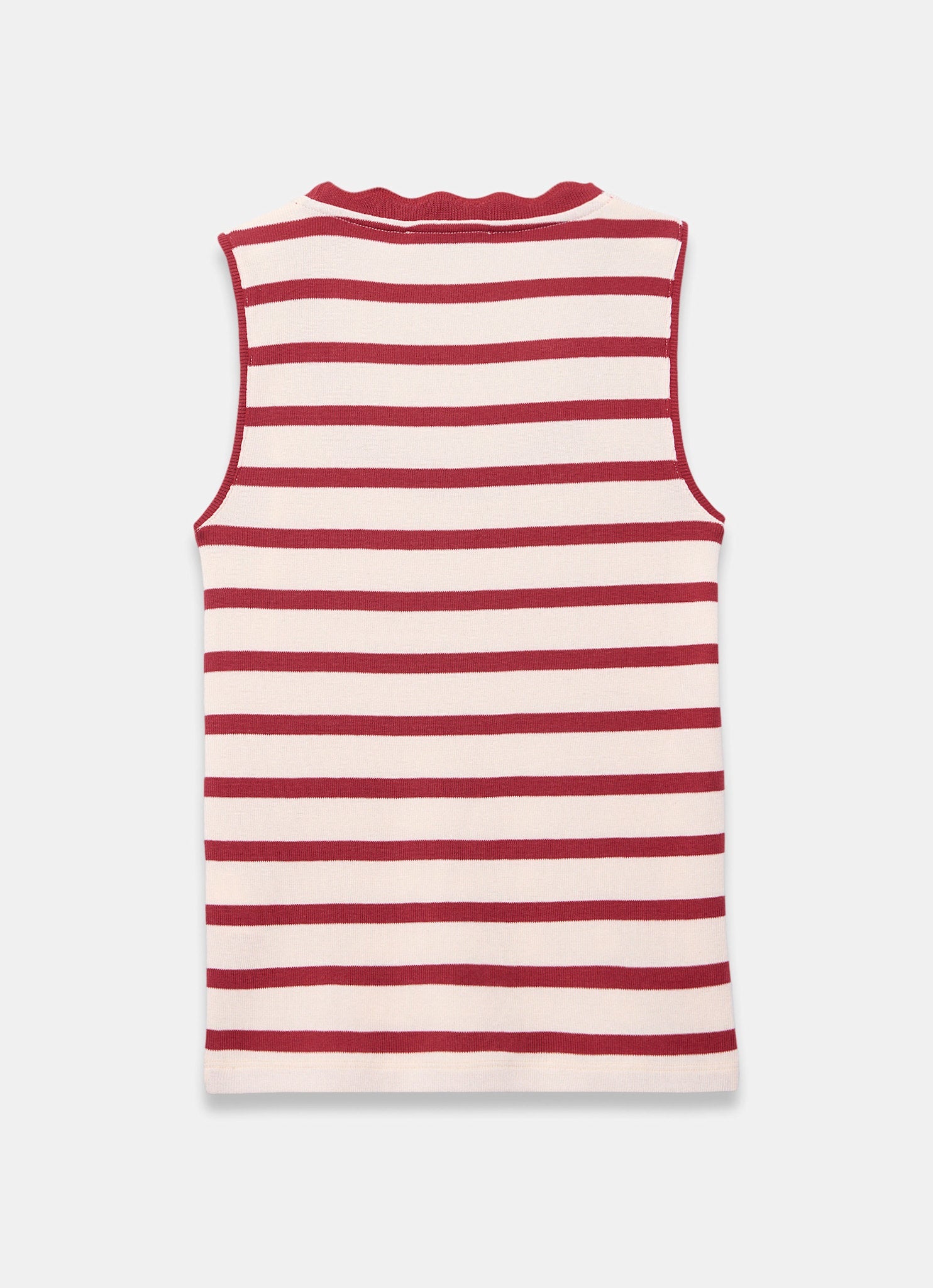 Red Stripe Scallop Trim Vest
