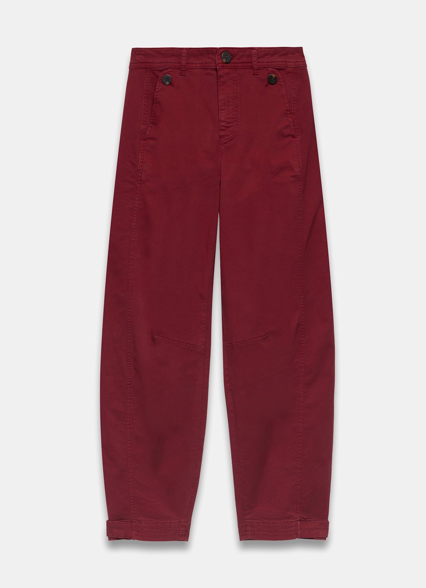 Red Washed Barrel Leg Chino Trousers