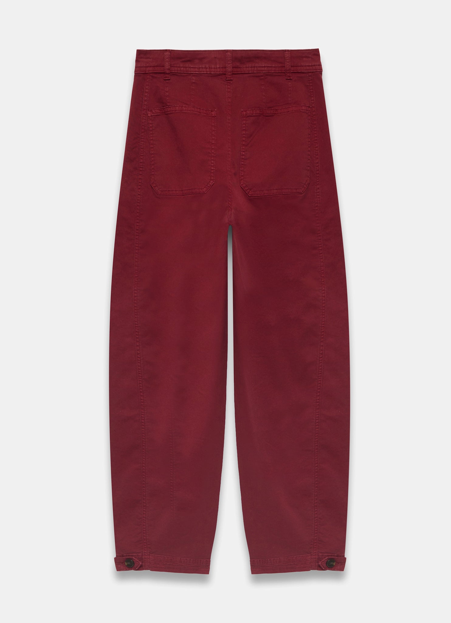 Red Washed Barrel Leg Chino Trousers