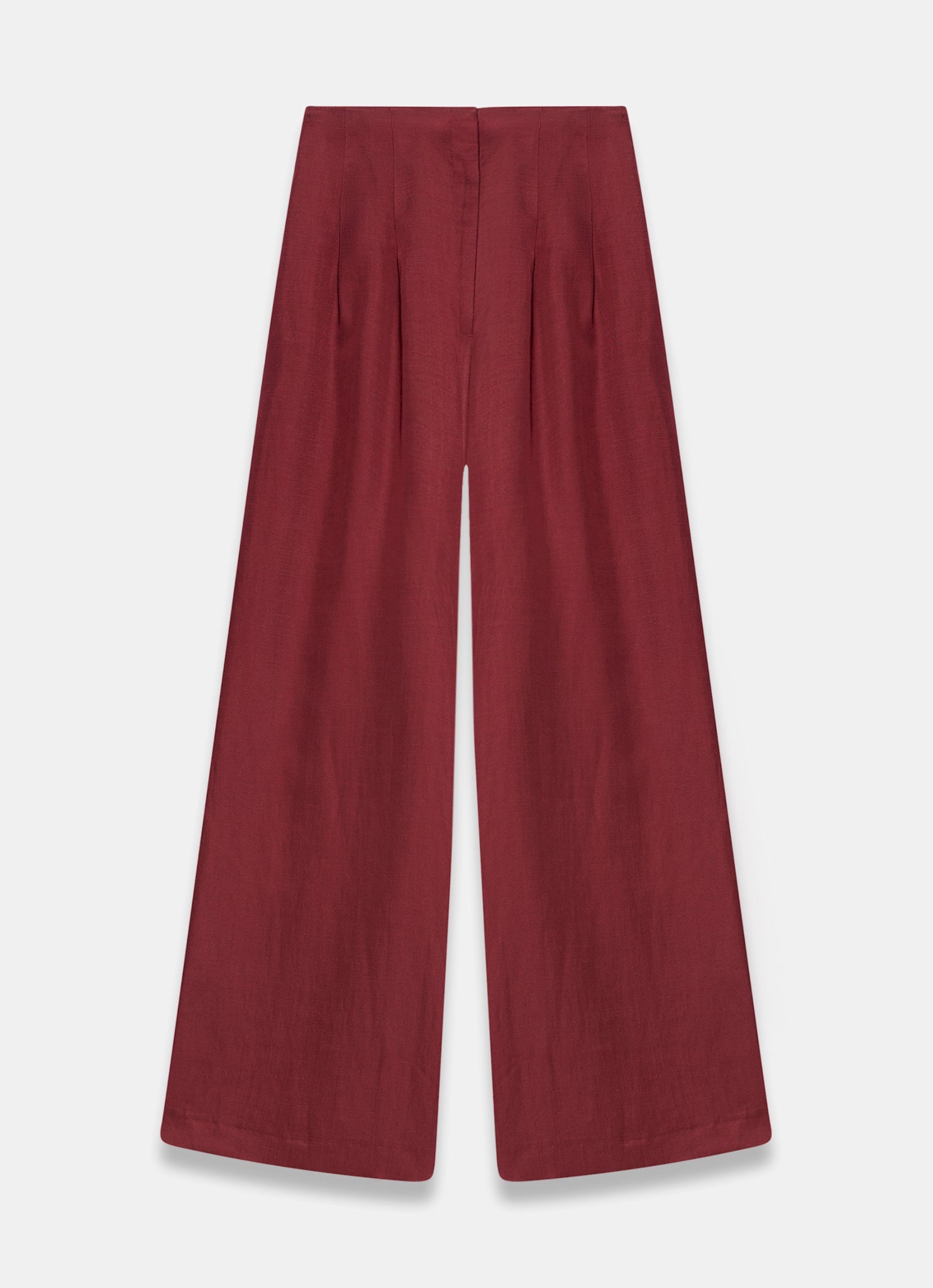 Burgundy Darted Wide Leg Trousers